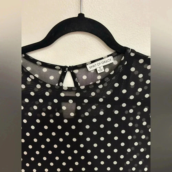 SPIRIT OF GRACE mesh polka dot tiered midi long sleeve dress S Ivy city co - Picture 4 of 9